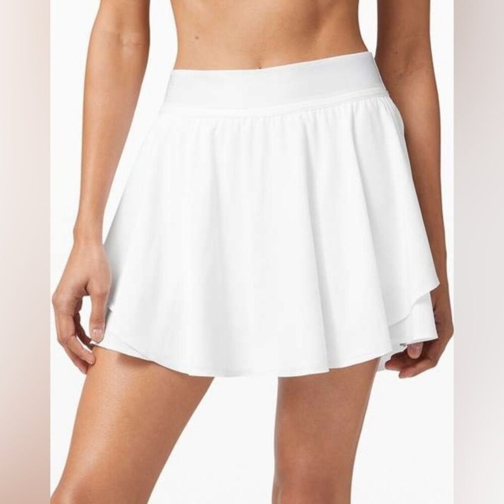 Lululemon Court Rival Tennis Golf Rugby Mini Skirt Skort Sz. 10 White Lined